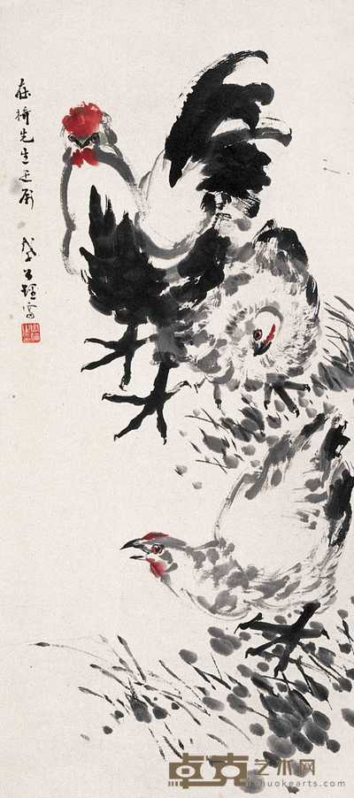 周公理 雄鸡 立轴 87×39cm